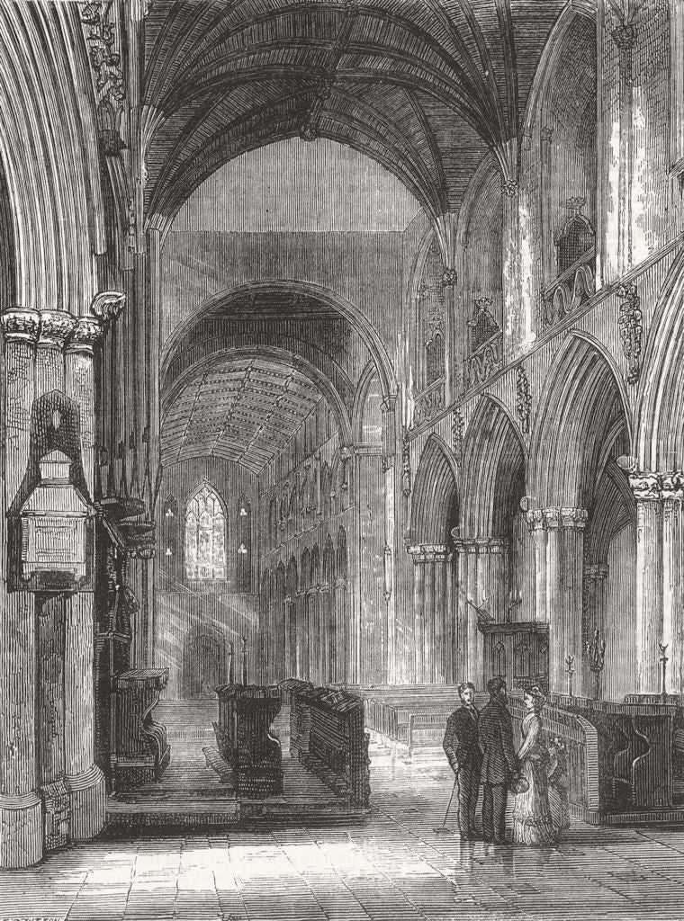 YORKS. Abbey Church, Selby. Church 1877 old antique vintage print picture